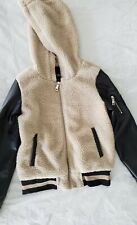 Madden NYC Jacket Small/ Petite Black Cream Sherpa Hooded Star And Zipper Pocket for sale  Shipping to South Africa