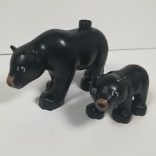 2 x LEGO DUPLO GRIZZLY BLACK BEARS  ZOO WILD ANIMAL MOTHER BABY  for sale  Shipping to South Africa