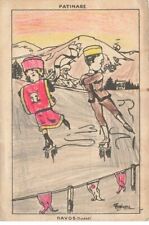 Suizo #21592 Davos Patinaje Postal Colorear Ilustrador Deporte Patines De Glace segunda mano  Embacar hacia Argentina