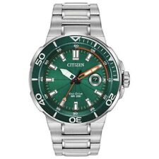 Citizen AW1428-53X Eco-Drive Endeavor Stainless Steel Green Dial Men's Watch, used for sale  Shipping to South Africa