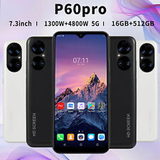 P60pro Smartphone Android Dual SIM Facial Unlock Mobile Phone 16+512 6.8inch, used for sale  Shipping to South Africa