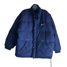 Vintage Nike Męska kurtka puchowa wypełniona puchem Rozmiar L Niebieska Pełny zamek błyskawiczny Logo na sprzedaż  Wysyłka do Poland