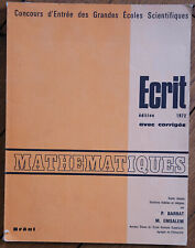 Mathématiques ecrit 1972 d'occasion  Paris XIV