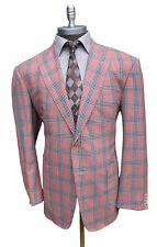 Scabal Fine English Cloth Custom Bespoke Pink Check Two Button Blazer 48R for sale  Shipping to South Africa