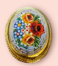 Italian Micro Mosaic Brooch Pin - Vibrant Colours Vintage for sale  Shipping to South Africa