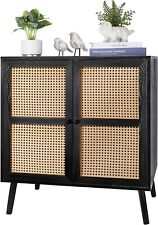 ZYBT Sideboard Buffet Cabinet, Mid Century Modern Rattan Dresser, Black Accent S for sale  Shipping to South Africa