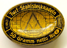 Vintage Old Tin Box Turf Stahlstecknadeln 50 Gramm netto No 7, Germnay, used for sale  Shipping to South Africa