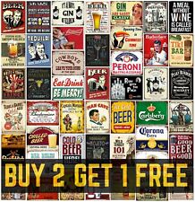 metal signs plaques vintage retro style Home bar Gin Beer garden mancave shed for sale  Shipping to South Africa