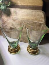 Used, Set Of 2 STEPHEN SMYERS NEOPOLITAN Green HI-BALL GLASSES Gold Base Vintage for sale  Shipping to South Africa