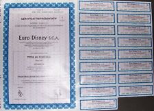 Usado, Original Euro Disneyland S.C.A. com cupons certificado de estoque da França não cancelado comprar usado  Enviando para Brazil