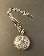 The Sgian Dubh Co. Celtic Knot Design Quartz Pocket Watch Silver Tone Metal , used for sale  Shipping to South Africa