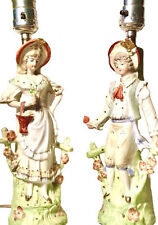 Par de abajur de mesa vintage casal cortejo vitoriano bisque porcelana figura 13"" comprar usado  Enviando para Brazil
