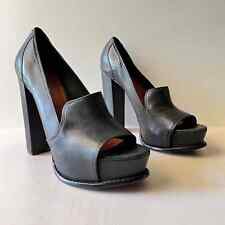 Zapatos de salón de plataforma Elizabeth and James Mae negros punta abierta cuero talla 6,5, usado segunda mano  Embacar hacia Argentina