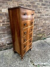Tall Boy Flame Mahogany Veneer Drawers Vintage Retro Mid-century Teak for sale  Shipping to South Africa