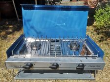 Used, CAMPINGAZ CAMPING CHEF DOUBLE BURNER STOVE AND GRILL 5800W INC. HOSE & REGULATOR for sale  LONDON