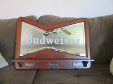 Vintage Budweiser Mirror Wood Sign W/ Shelf & Coat Rack With 3 Metal Logo Hooks for sale  Shipping to South Africa