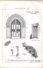 1876 Iglesia de San Martín Leicester Puerta Sur Medida Dibujado J Langham segunda mano  Embacar hacia Argentina