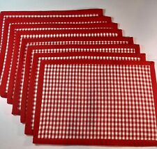 8 Red White Checked Gingham Double Sided Handmade Placemats NEW 13" x 19” for sale  Shipping to South Africa