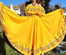 Vestido Amarillo Mexicano de Dos Piezas Folklórico Doble Vuelo Día de Muertos Coco segunda mano  Embacar hacia Argentina