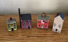 Primitive Folk Art - Wooden Block Village Houses - Lot of 4 for sale  Shipping to South Africa
