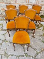 Art Deco 1950's dining chairs, set of 6 ocher yellow velvet vintage dining chair for sale  Shipping to South Africa