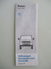 Volkswagen VW Transporter Caravelle Preise Prospekt brochure August 1987 MJ 1988 segunda mano  Embacar hacia Mexico