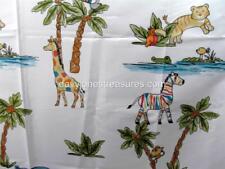 Kids Novelty Bath JUNGLE Shower Curtain w/ Matching Giraffe Hippo & Tiger Hooks, used for sale  Shipping to South Africa