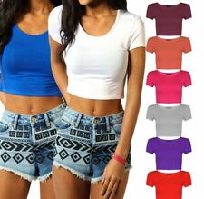 Para mujeres Mangas Gorra Prenda para el torso Recortada Damas Cuello Redondo Elastizado Chaleco Camiseta Blusa Camiseta segunda mano  Embacar hacia Mexico