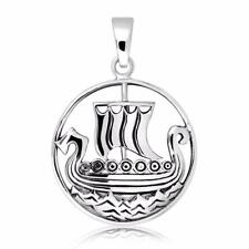 925 Sterling Silver Viking Pirate Boat Ship Longboat Norse Charm Pendant for sale  Shipping to South Africa