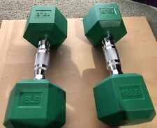 Dumbbells Coated Rubber Hex Hand Weights All-Purpose Green 18lbs Pair (2 Pcs), used for sale  Shipping to South Africa