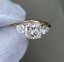 2.10Ct Cushion Cut Lab-Created Diamond Engagement Solitaire 14k Gold Finish Ring for sale  Shipping to South Africa