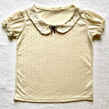 Blusa Coquette com gola de renda e laço pequeno, microponto bege, pequena, por Fen Dai Er, usado comprar usado  Enviando para Brazil