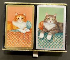 Baralho duplo vintage cartas de baralho gatos com fio caixa de veludo, usado comprar usado  Enviando para Brazil