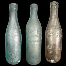 (3) GARRAFAS ANTIGAS DE COCA-COLA PETERSBURGO VA Ca.1900-1920 COKES laterais lisas, usado comprar usado  Enviando para Brazil