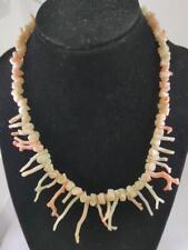 Collar genuino de rama de coral blanco y rosa, 16 pulgadas, auténtico, usado segunda mano  Embacar hacia Argentina