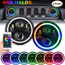 7" Projector RGB LED Headlight Halo Combo KIT for Chevy C10 C20 Pickup Nova, used for sale  USA