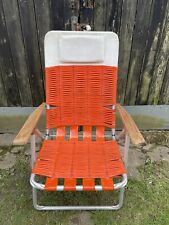 Vintage Retro PVC Tubing Reclining High Back Deckchair Deck Chair Orange for sale  Shipping to South Africa