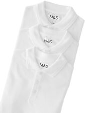 PAQUETE DE 3 CAMISETAS POLO ESCOLARES PARA NIÑOS M&S BLANCO ALGODÓN 9-16 AÑOS NUEVAS, usado segunda mano  Embacar hacia Argentina