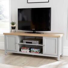 Grey Oak TV Stand Two Tone 2 Door Cabinet Television Unit Open Shelf Cable Tidy for sale  Shipping to South Africa