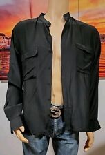 Camisa casual masculina preta Michel Armani Paris New York L/16-16.5 #C comprar usado  Enviando para Brazil