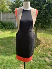 FENN WRIGHT MANSON DRESS FITTED STRETCH SIZE 12 PENCIL KNEE LENGTH ORANGE BLACK  for sale  Shipping to South Africa