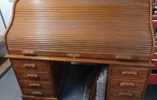 Vintage Solid Oak Roll Top Pedestal Desk, Edwardian Repro, Home Office, Antique. for sale  Shipping to South Africa