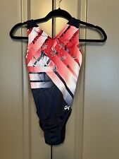 EUC GK Elite Gymnastics Leotard USA Patriotic Sz Adult XS Red White Blue Stars for sale  Shipping to South Africa