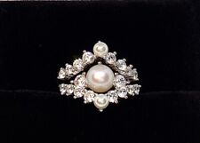 pearl ring, genuine pearl,3 ring set engagement ring,right hand ring promise rin for sale  Shipping to South Africa