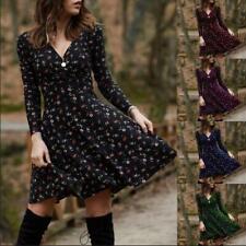 Usado, Vestido bohemio floral de manga ancho para mujer elegante swing vestido segunda mano  Embacar hacia Mexico