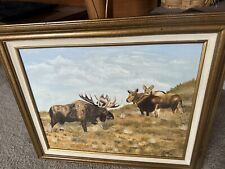 Original Oil painting Moose wildlife art  16x24 western art for sale  Shipping to South Africa
