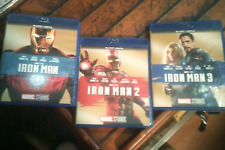 Marvel Iron Man Trilogy 1 2 & 3 Blu-ray coleção de filmes inglês francês espanhol, usado comprar usado  Enviando para Brazil