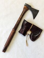 Ferreiro forjado Tomahawk 16" com cabo de couro amarrado e bainha de couro personalizada comprar usado  Enviando para Brazil