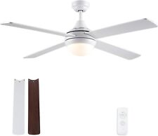 48'' White LED Ceiling Fan Remote Control Silent Motor 4 Plywood 2-Color Blades for sale  Shipping to South Africa