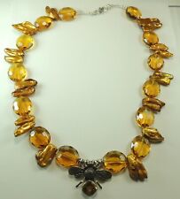 Collar Cristal Perla Abeja Citrino Plata Esterlina Destacado Joyería Artesanal segunda mano  Embacar hacia Argentina